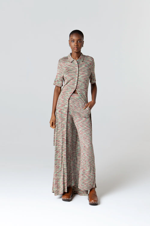 Multicolored Short-Sleeve Viscose Dress - MAJESTIC FILATURES