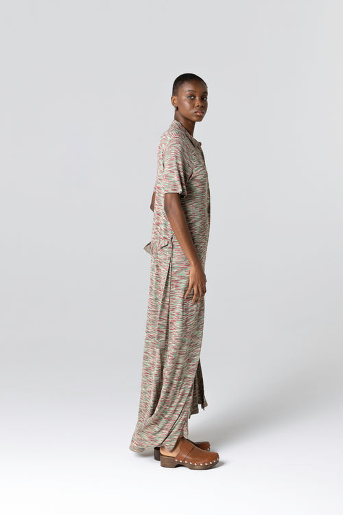 Vestido multicolor con manga corta de viscosa - MAJESTIC FILATURES