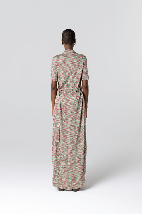 Vestido multicolor con manga corta de viscosa - MAJESTIC FILATURES