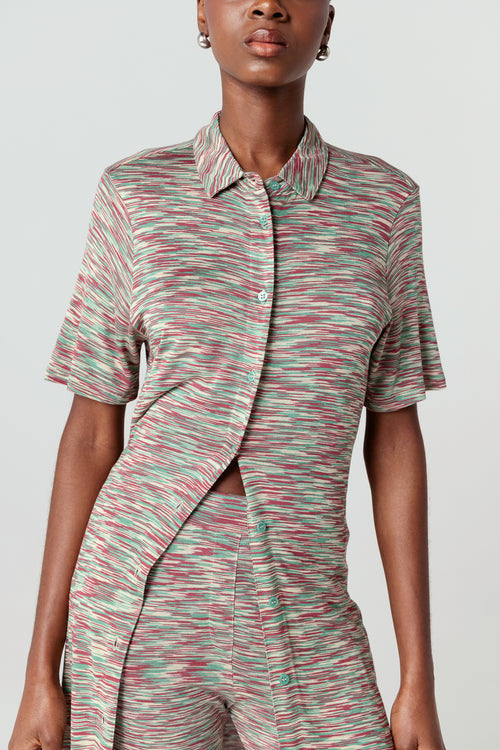 Vestido multicolor con manga corta de viscosa - MAJESTIC FILATURES