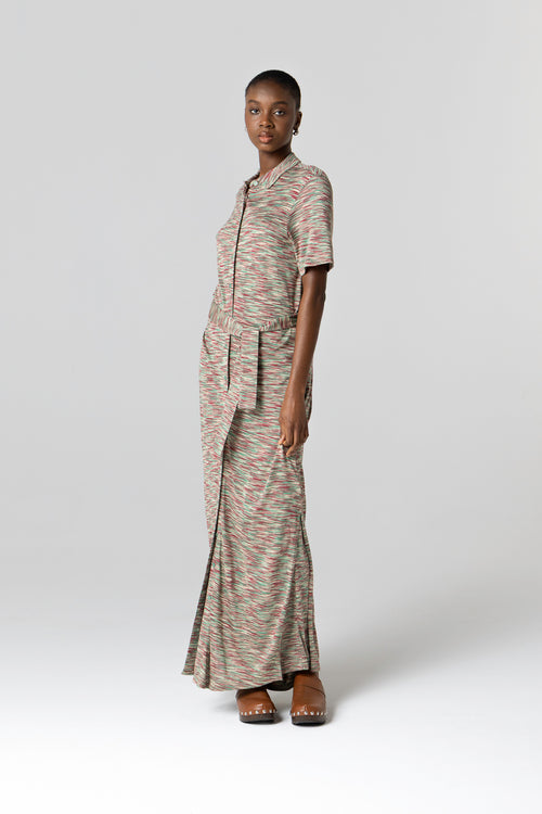 Vestido multicolor con manga corta de viscosa - MAJESTIC FILATURES