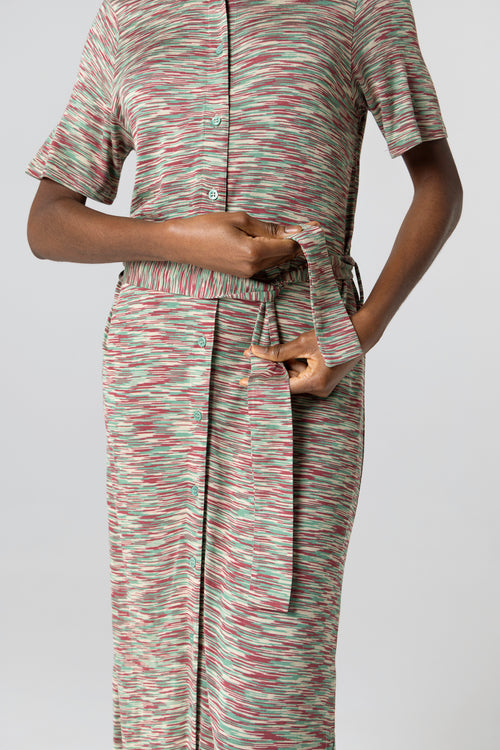 Vestido multicolor con manga corta de viscosa - MAJESTIC FILATURES