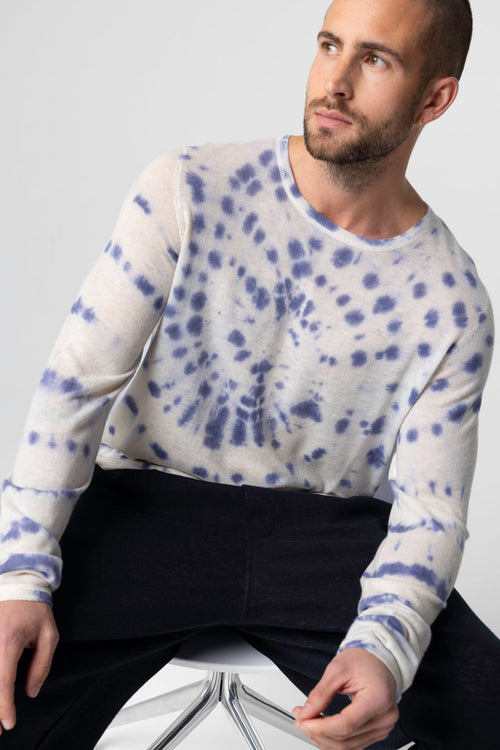 Pull Blue Moon Tie-dye Col Rond Manches Longues en Cachemire - MAJESTIC FILATURES
