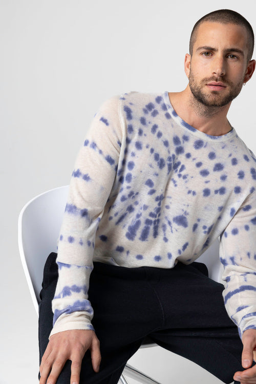 Pull Blue Moon Tie-dye Col Rond Manches Longues en Cachemire - MAJESTIC FILATURES