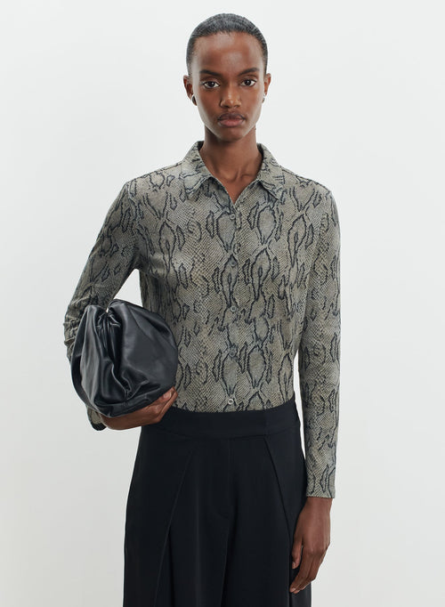 Camisa de algodón y cachemira con estampado de serpiente - MAJESTIC FILATURES