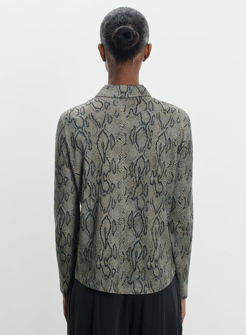Camisa de algodón y cachemira con estampado de serpiente - MAJESTIC FILATURES
