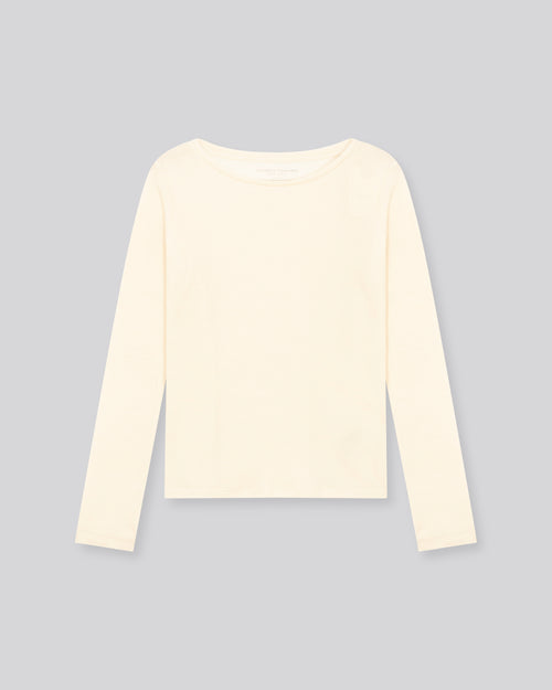 Grey Round Neck Long Sleeve T-shirt in Organic Cotton / Cashmere - MAJESTIC FILATURES