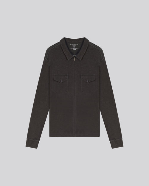 Chemise Noir Chemise Manches Longues en Coton organique / Cachemire - MAJESTIC FILATURES