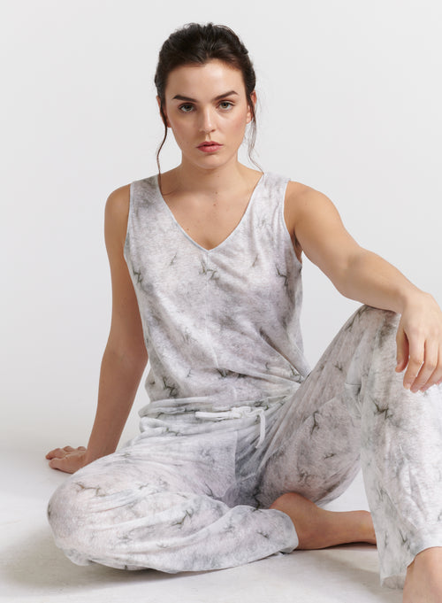 Combinaison Kaki Manches Sans Col V en Lin - MAJESTIC FILATURES