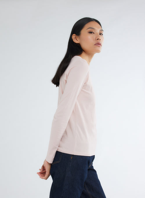 Pink Round Neck Short Sleeve T-shirt - MAJESTIC FILATURES