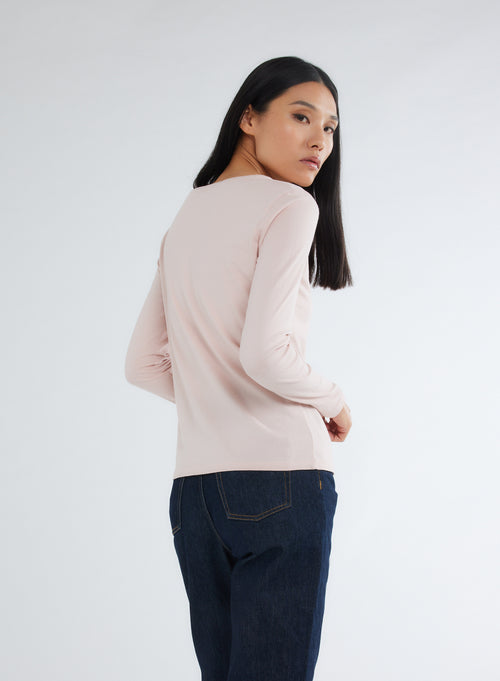 Pink Round Neck Short Sleeve T-shirt - MAJESTIC FILATURES