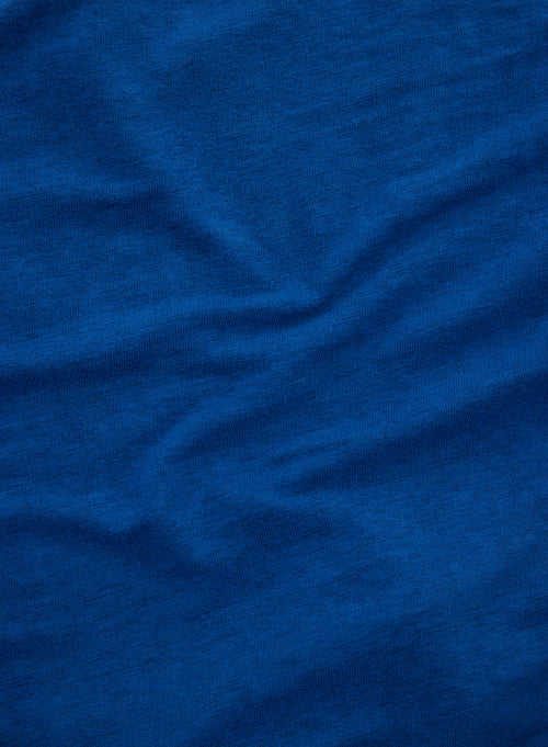 Blue Short Sleeve Polo Collar Linen / Elastane T-shirt - MAJESTIC FILATURES