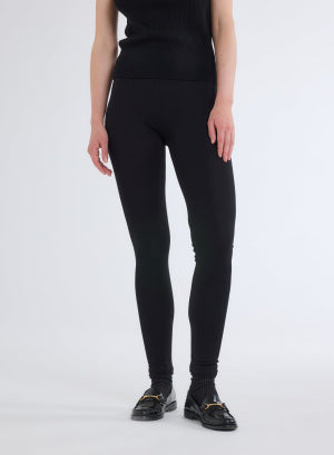 Black Viscose/Elastane Leggings - MAJESTIC FILATURES