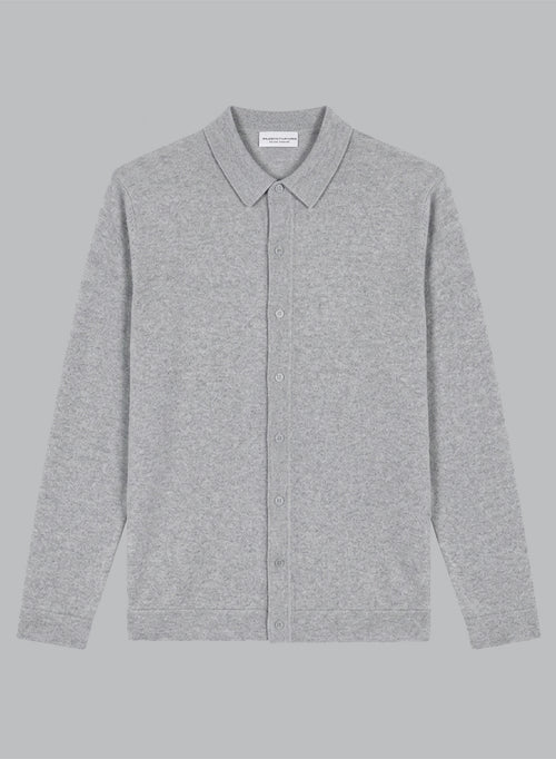 Chaleco gris con cuello camisero y mangas largas de cachemira - MAJESTIC FILATURES