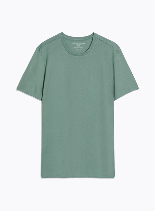 Green Round Neck Short Sleeve T-shirt - MAJESTIC FILATURES